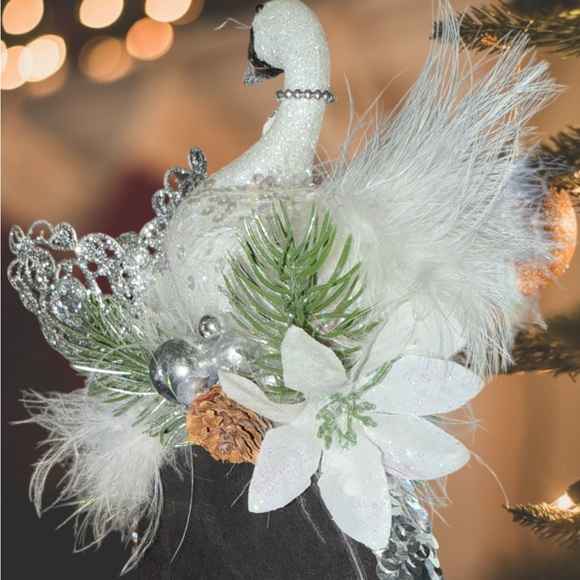 Christmas White Swan Headband, White Christmas Headpiece, Princess Tiara - Picture 3 of 16